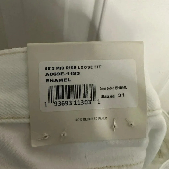 AGOLDE Jeans 90s Loose Fit Jean in Enamel White Ripped Knees Size 31 NWT Revolve - Picture 6 of 8